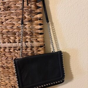Black Leather Chain Shoulder Bag